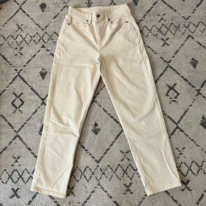 American Eagle Cream Corduroy Mom Straight Jean. Size 4 regular